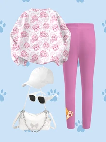 SHEIN | PAW Patrol 女童卡通圖案長袖運動衫與長褲休閒日常套裝 - 白色 - 查看 7