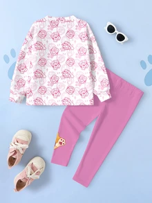SHEIN | PAW Patrol 女童卡通圖案長袖運動衫與長褲休閒日常套裝 - 白色 - 查看 2