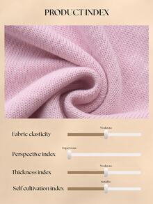 Fluxe Women Pink Striped Sleeve Knit Sweater Crew Neck Wool Blend Pullover Oversized Soft Warm Gym Top Workout Fitness Activewear - Baby Pink - View 7