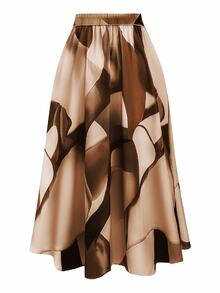 Franclia Plus Size Front Tie All-Over Allover Print Skirt, Casual Everyday Wear - Apricot - View 2