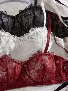 SHEIN Sexy White Lace Women's Lingerie Set 6 Pieces - Multicolor - View 6
