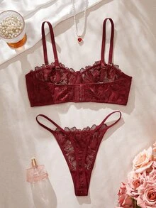 SHEIN Sexy White Lace Women's Lingerie Set 6 Pieces - Multicolor - View 5