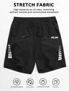 Gym Rark 男士休闲印花运动短裤 黑色运动裤 - 黑色 - 查看 1