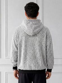 HUEFORM Men's Casual Striped Hoodie Sweatshirt, Autumn/Winter - Black and White - View 2
