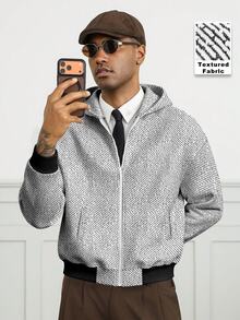 HUEFORM Men's Casual Striped Hoodie Sweatshirt, Autumn/Winter - Black and White - View 1