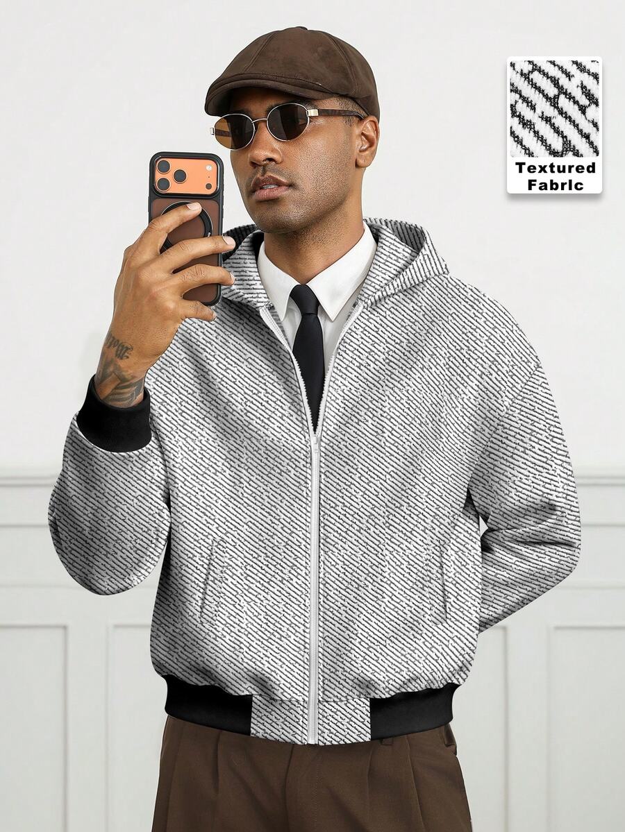HUEFORM Men's Casual Striped Hoodie Sweatshirt, Autumn/Winter - Black and White - View 1