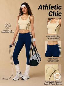 VARSIVA Women's Sports Set Tank Top + High Waist Yoga Pants 2pcs - Multicolor - View 2