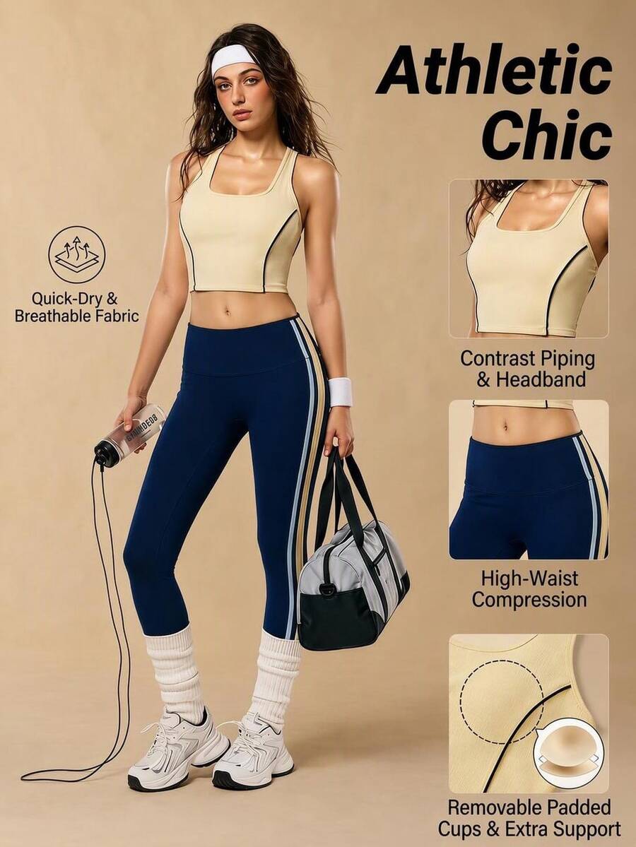 VARSIVA Women's Sports Set Tank Top + High Waist Yoga Pants 2pcs