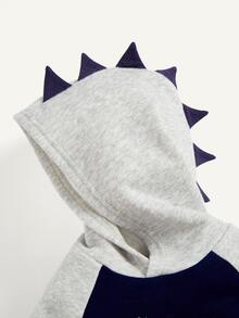 THE HAPPY LOOK Baby Boy Dinosaur Print Raglan Sleeve Hoodie & Sweatpants - Navy Blue - View 3