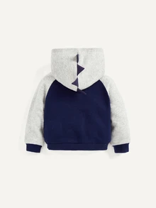 THE HAPPY LOOK Baby Boy Dinosaur Print Raglan Sleeve Hoodie & Sweatpants - Navy Blue - View 2
