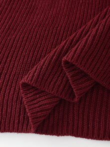 Balvessa Women's Lapel Neck Long Sleeve Slim Fit Elegant Knit Dress - Burgundy - View 5