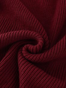 Balvessa Women's Lapel Neck Long Sleeve Slim Fit Elegant Knit Dress - Burgundy - View 6