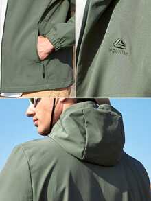 SHEIN In My Nature Men's Stand Collar Outdoor Vest Jacket Hiking Clothes - Army Green - View 6