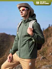 SHEIN In My Nature Men's Stand Collar Outdoor Vest Jacket Hiking Clothes - Army Green - View 1