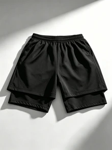 Gym Rark Men's Spider Print Drawstring Waist Double Layer Sports Shorts, Gym - Black - View 2