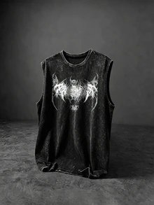 Sport MetroGents Men's Gothic Pattern Casual Versatile Daily Travel Sports Tank Top, Gym - Black - View 1