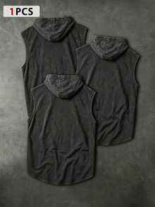 Gym Rark 男士休閒百搭日常穿著連帽運動T恤，健身房適用 - 黑色 - 查看 2