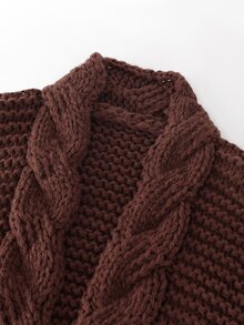 Balvessa Women's Casual Solid Color Cardigan, Autumn/Winter - Coffee Brown - View 7