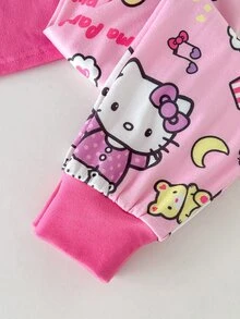 HELLO KITTY AND FRIENDS | SHEIN Young Girl Cute Versatile Collaboration New 2pcs Set Round Neck Long Sleeve Pajama Top And Long Pants Tight Pajama Set - Multicolor - View 7