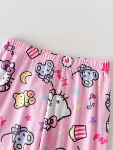 HELLO KITTY AND FRIENDS | SHEIN Young Girl Cute Versatile Collaboration New 2pcs Set Round Neck Long Sleeve Pajama Top And Long Pants Tight Pajama Set - Multicolor - View 6