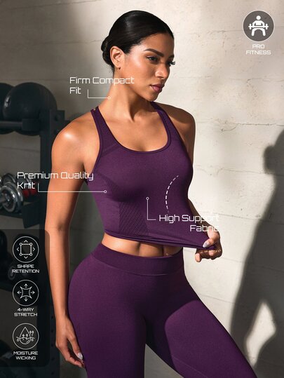 Solea Cove Women's Purple Crisscross Backless Fitted Cropped Sports Tank Top