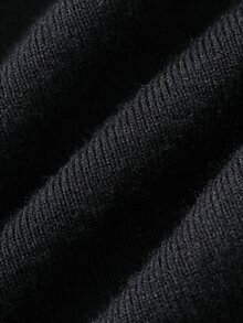 FRIFUL Women's Contrast Color Button Half-Placket Long Sleeve Knit Dress - Black - View 10