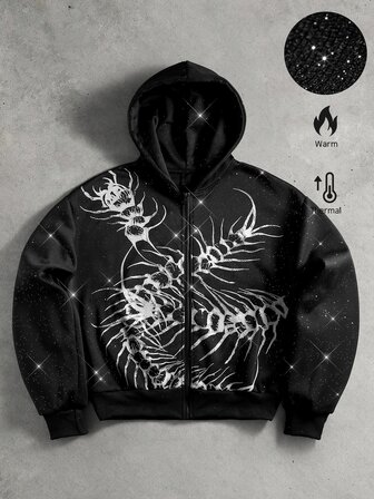 Street Life Sweat-shirt-shirt ample pour hommes avec motif imprimé pailleté et sequins