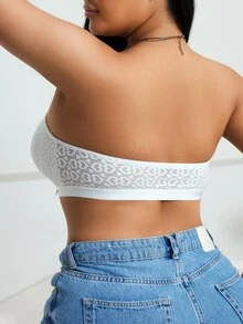 SHEIN Romantic Lace Front Button Strapless Bra - White - View 2