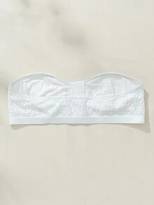 SHEIN Romantic Lace Front Button Strapless Bra - White - View 6