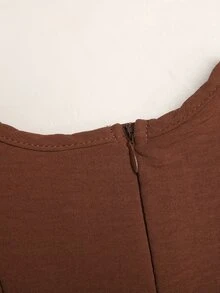 SHEIN 女童刺繡手工舒適荷葉邊下擺洋裝 - 棕色 - 查看 7