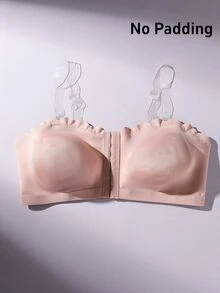 SHEIN 大码无钢圈前扣式抹胸无肩带文胸 - 杏色 - 查看 8