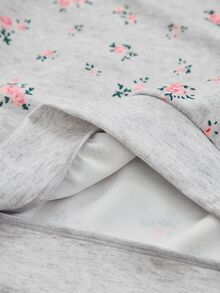 SHEIN 孕婦小碎花連帽衛衣 冬季 - 灰色 - 查看 9