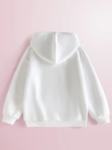 HELLO KITTY AND FRIENDS | SHEIN Tween女孩可愛百搭聯名款白色寬鬆連帽長袖衛衣，Oversize風格，休閒運動時尚大學風，適合室內外滑雪運動度假等多種場合 - 白色 - 查看 3