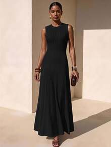 Zivah Women's Solid Color Casual Minimalist Elegant Daily Knit Dress Brunch Black Fall - Black - View 1