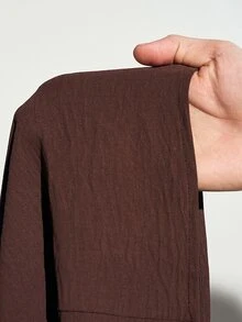 Zivah Đầm mini linen màu nâu đậm phong cách thanh lịch nhẹ nhàng cho nữ, tay ngắn cổ tròn, eo nhún ôm dáng, đầm casual boho đi tiệc mùa hè du lịch - màu nâu - Xem 9