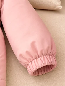 SHEIN Elladie kids 女童粉色可愛豹紋毛絨保暖內裡加厚拉鍊外套，穿脫方便，返校穿搭，秋冬款 - 粉色 - 查看 8
