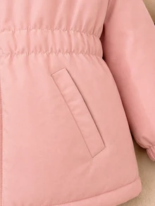 SHEIN Elladie kids 女童粉色可愛豹紋毛絨保暖內裡加厚拉鍊外套，穿脫方便，返校穿搭，秋冬款 - 粉色 - 查看 6