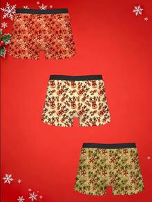 Notgurli Men's Fashion Print Boxer Briefs 3pcs/Pack - Multicolor - View 2