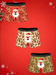 Notgurli Men's Fashion Print Boxer Briefs 3pcs/Pack - Multicolor - View 1
