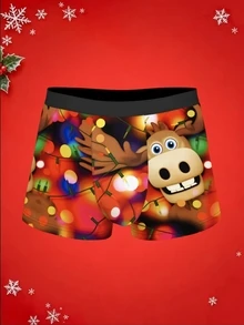 Notgurli 1pc Men's Printed Boxer Briefs Black Summer - Multicolor - View 1