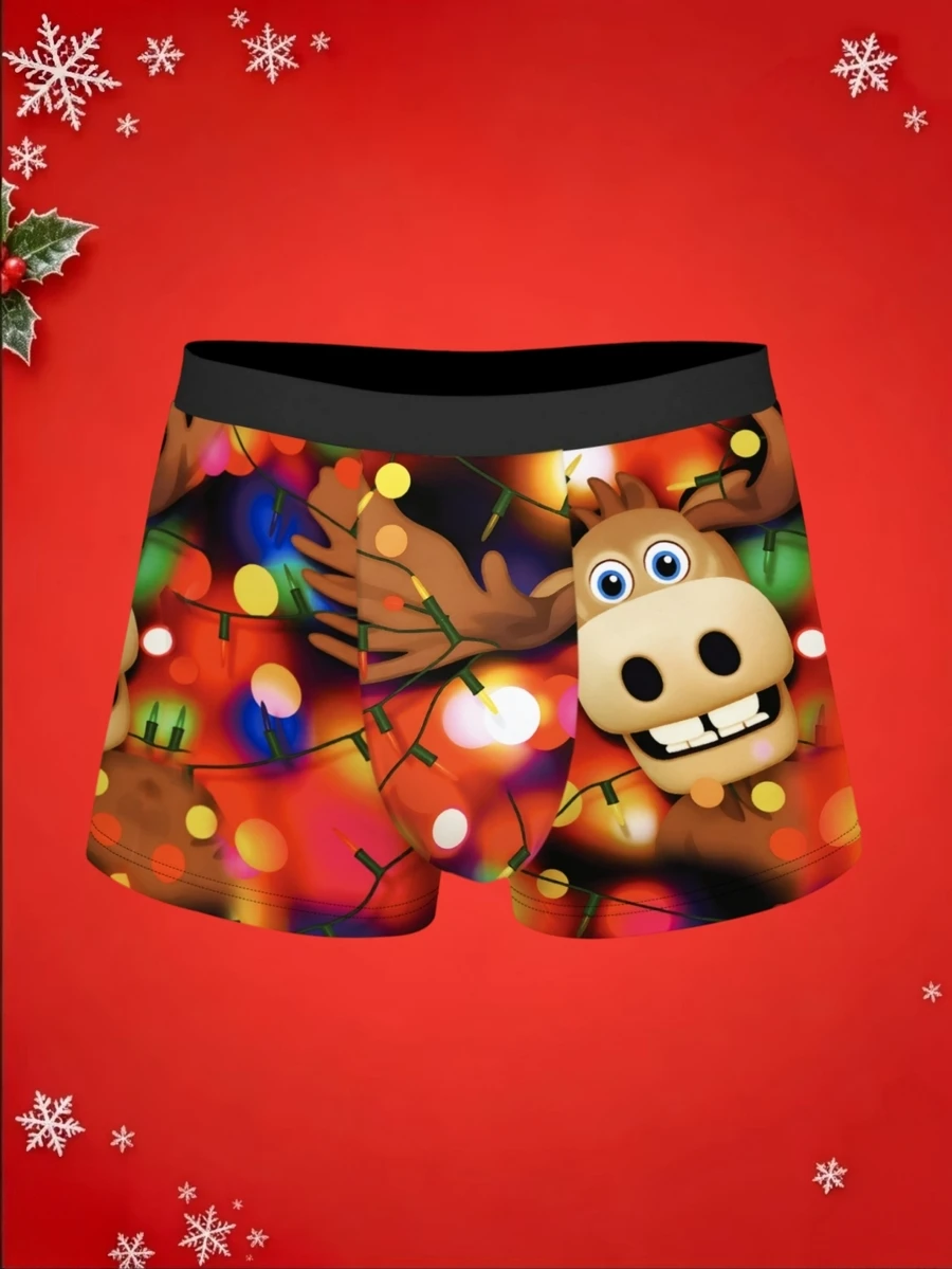 Notgurli 1pc Men's Printed Boxer Briefs Black Summer - Multicolor - View 1