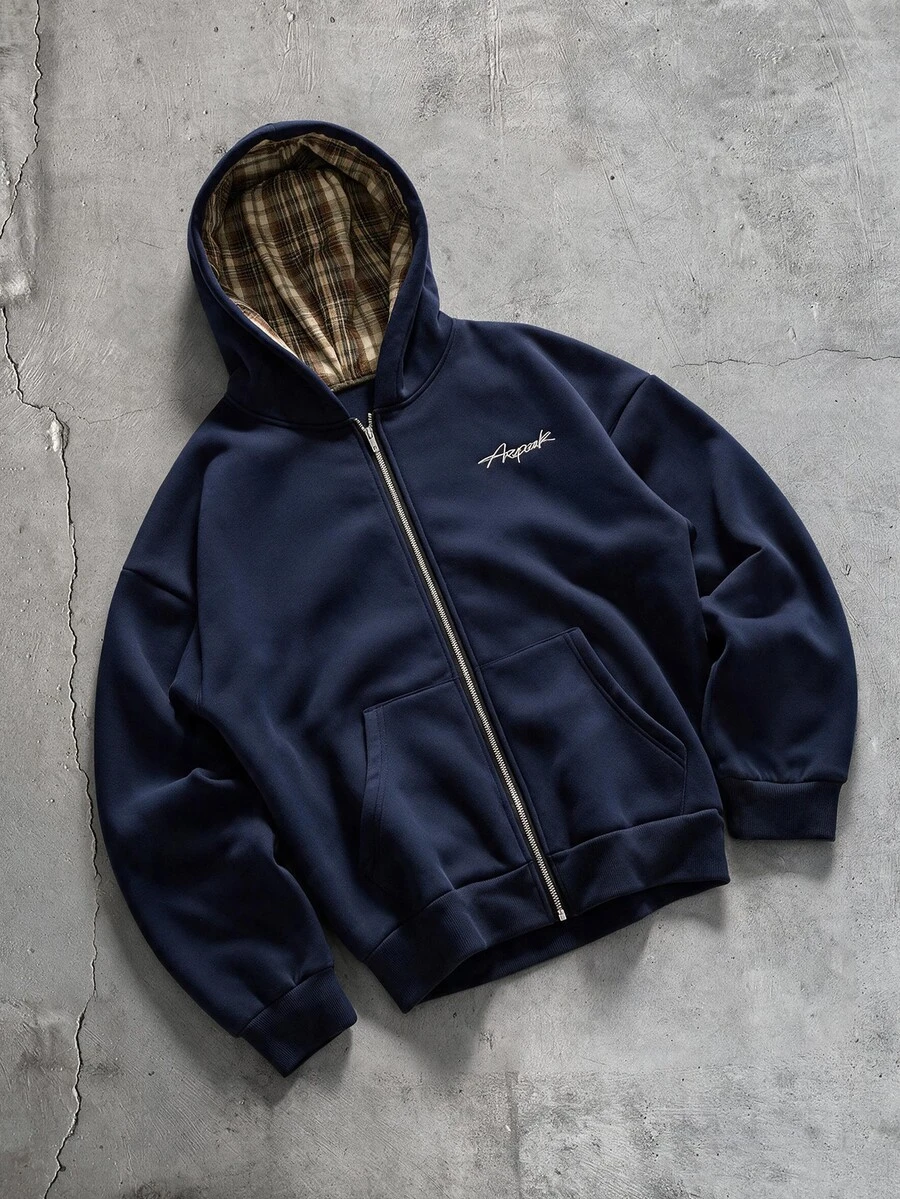 AXEPEAK Men's Knit Fashion Casual Loose Long Sleeve Hoodie For Daily Wear - Blue - View 1