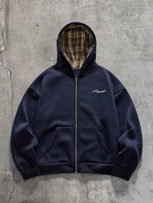 AXEPEAK Men's Knit Fashion Casual Loose Long Sleeve Hoodie For Daily Wear - Blue - View 5