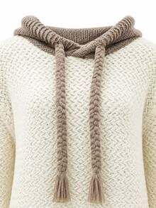 LUMIGAL Autumn/Winter French Vintage Loose Pullover Slouchy Chunky Knit Hat Sweater - Apricot - View 3