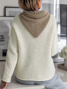 LUMIGAL Autumn/Winter French Vintage Loose Pullover Slouchy Chunky Knit Hat Sweater - Apricot - View 2