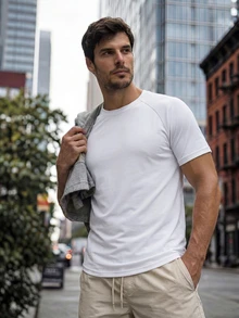 TekDrob Anti-Odor T-Shirt With Regular Fit And Raglan Short Sleeves - White - View 5