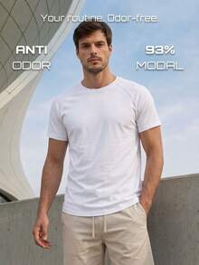 TekDrob Anti-Odor T-Shirt With Regular Fit And Raglan Short Sleeves - White - View 3