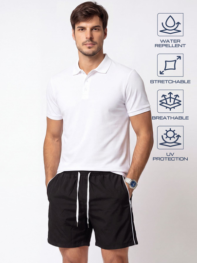 TekDrob Water Repellent & UV Protection Active Shorts With Contrasting Details And Zippered Pockets