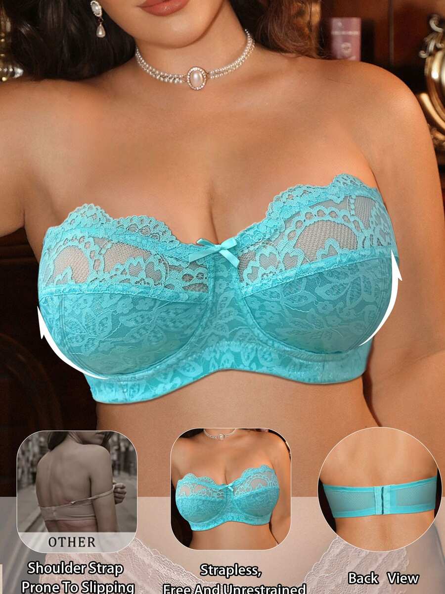 Divavoom 1件大尺碼蕾絲鋼圈內衣 - 薄荷綠 - 查看 1