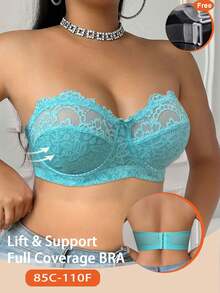 Divavoom 1件大尺碼蕾絲鋼圈內衣 - 薄荷綠 - 查看 7